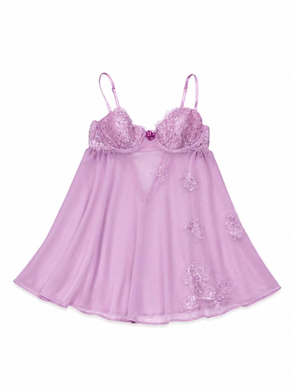 Victoria's Secret Women's Lavender Lace Babydoll Chemise Nightgown, 34B
